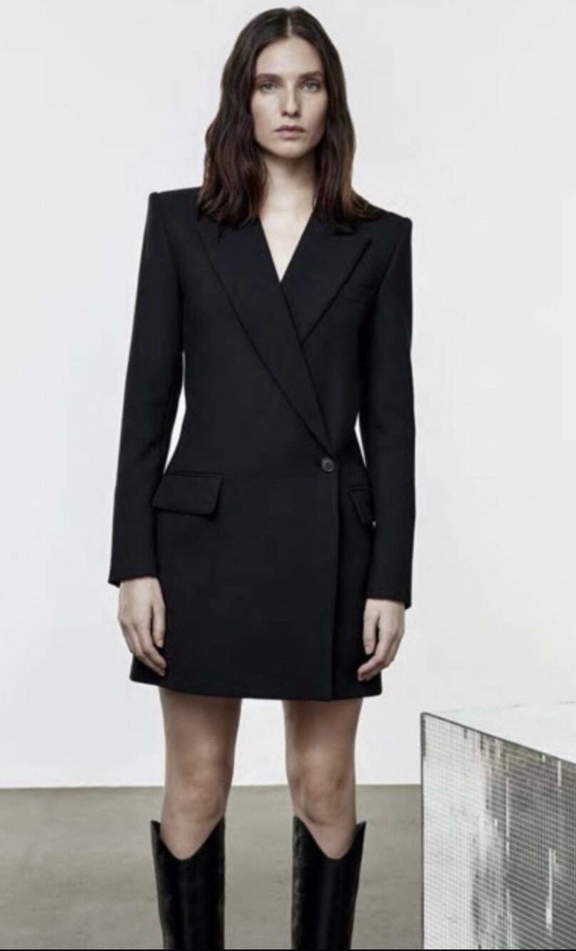 NWT SMYTHE 20th Anniversary Asymmetrical Blazer Dress •12• Black 1 Button $750
